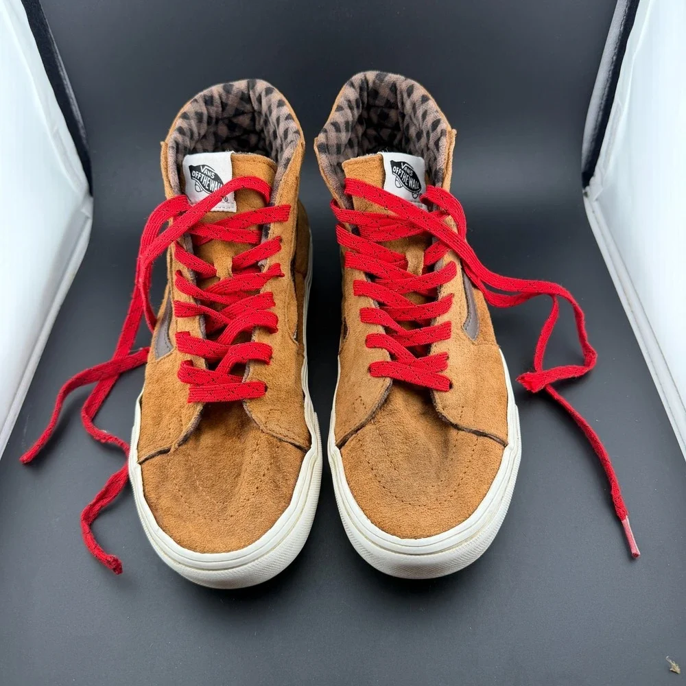 Vans Sk8-Hi Unisex M7.5/W9 Skateboard Shoes Orange Brown Pig Suede Sneakers